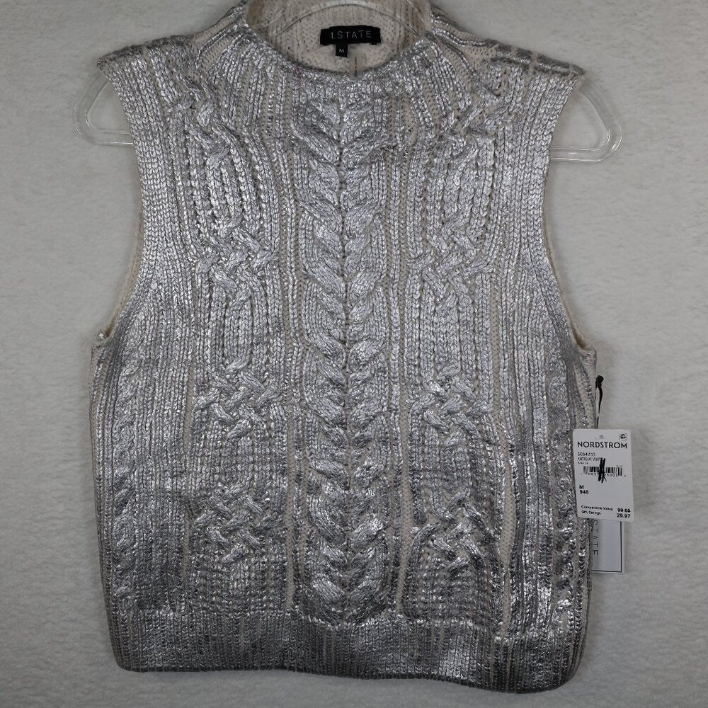 1. State Silver Cable Knit Sweater